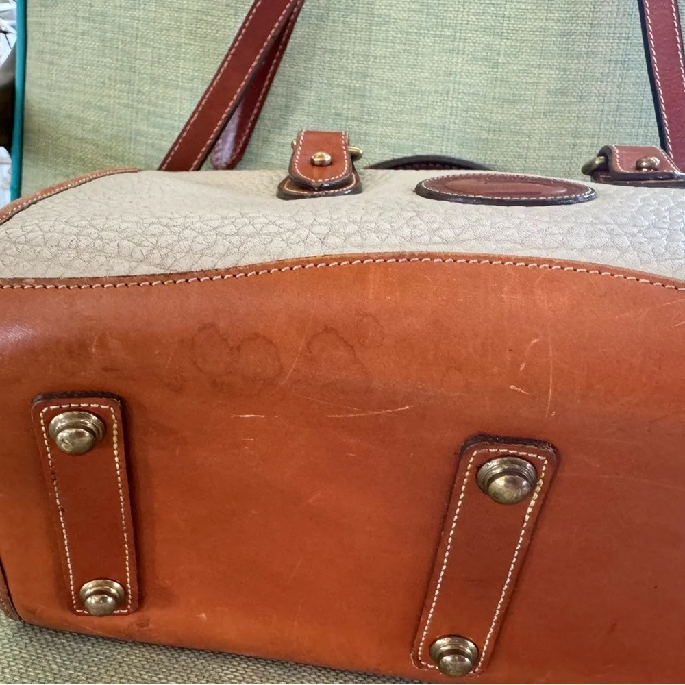 Dooney & Bourne Vintage Zipper Satchel in British Tan and Bone - Picture 13 of 14